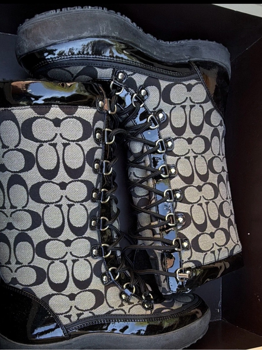 Coach Black and Gray Signature 'C' Pattern Decorative Panel